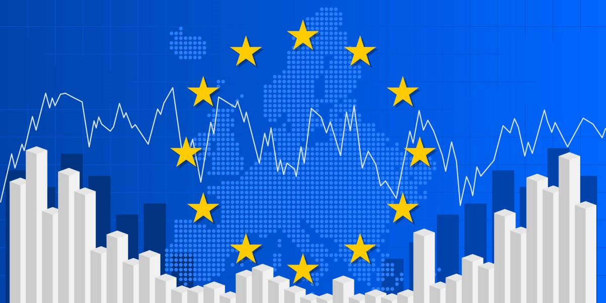 estrellas unión europea con fondo azul del mercado de valores