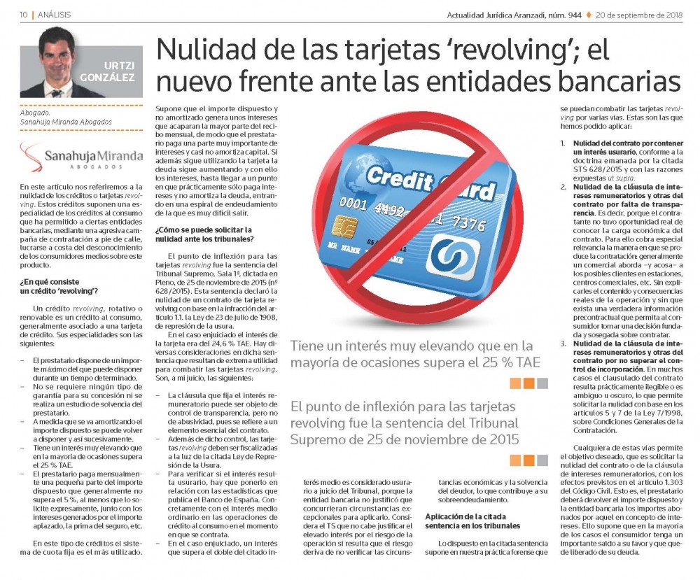 Nulidad de las tarjetas revolving