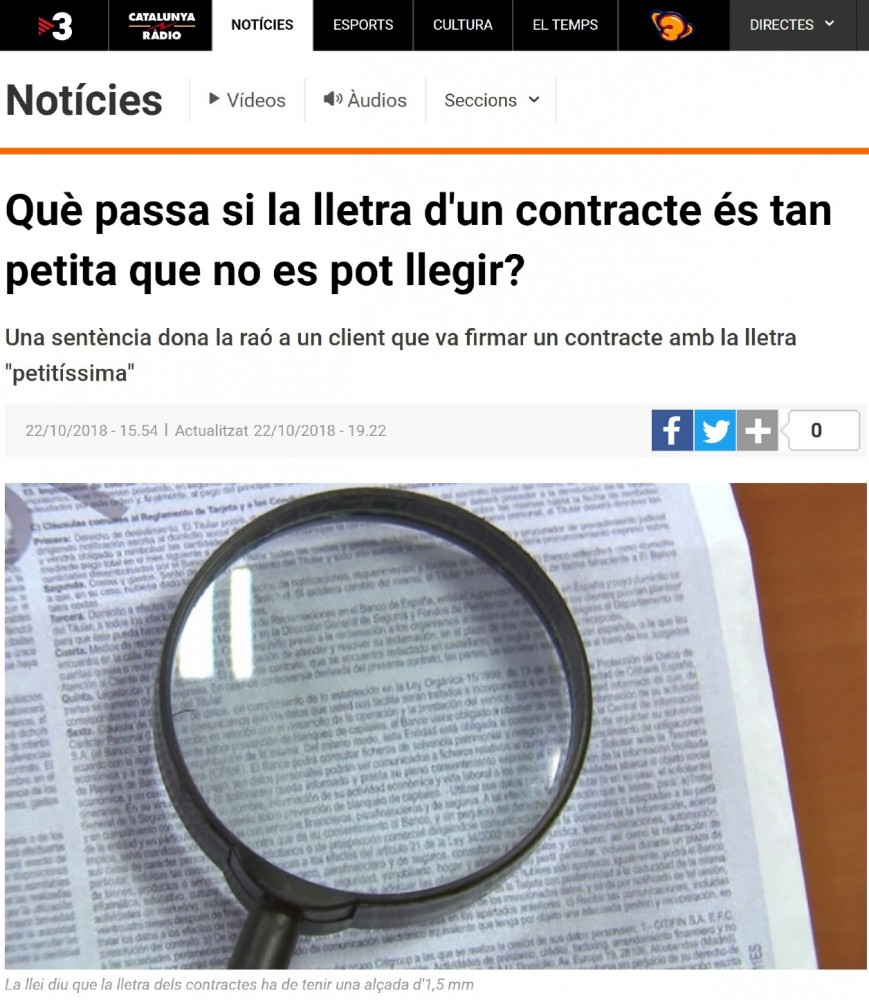 Tarjetas abusivas: contratos con letra pequeñisima